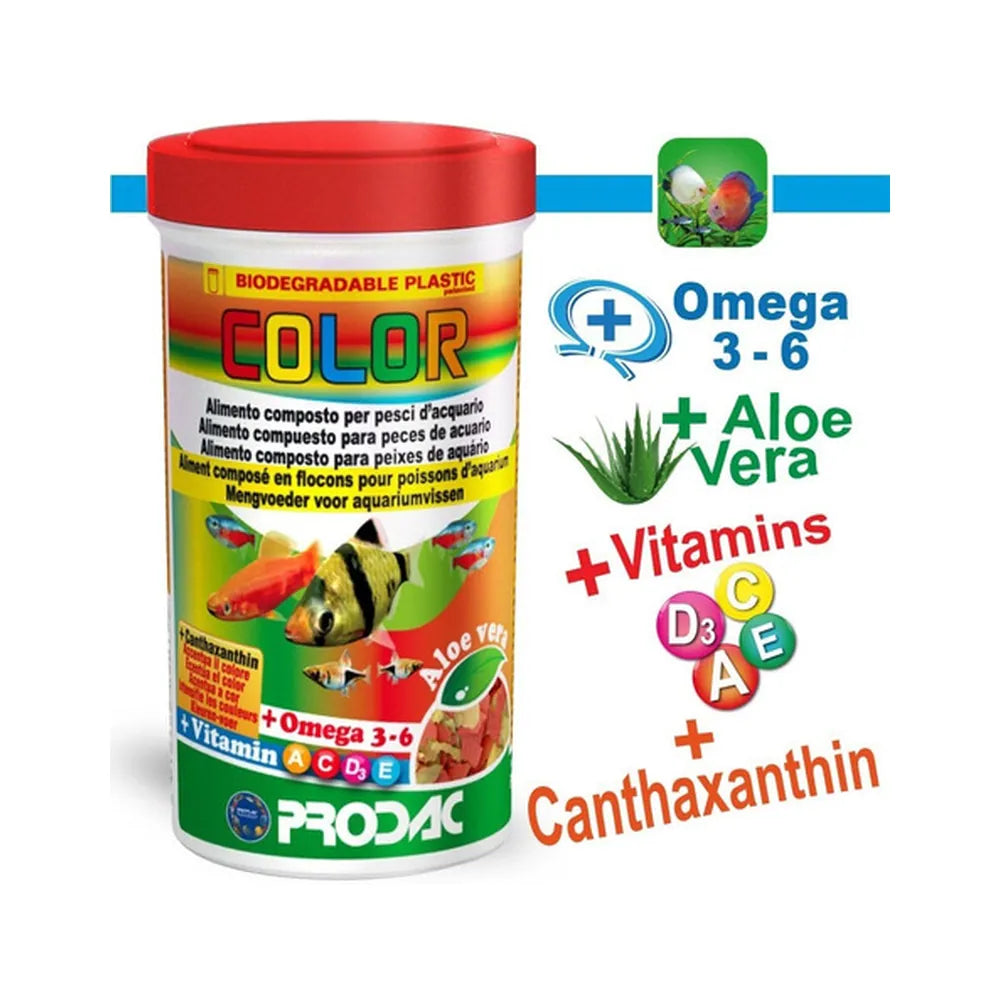 Alimento Peces Acuario Tropicales Color Hojuelas 250ml/50g